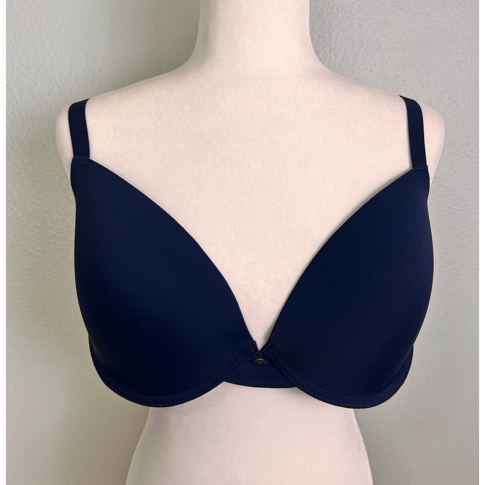42D Lucky Brand Underwire Plunge Bra Navy Blue Spandex Stretch